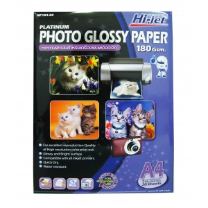 กระดาษ Hi-Jet PLATINUM PHOTO  180GSM A4/20 